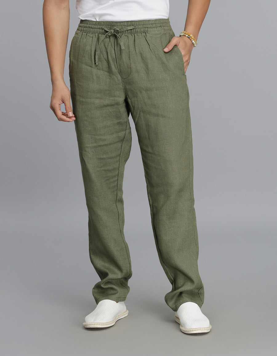 Olive Green  linen track  Pant Cotton Lycra ..